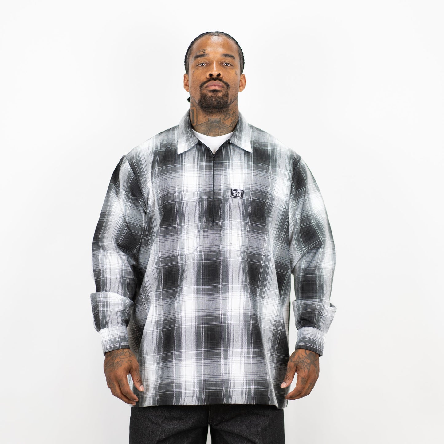 FB County Long Sleeve Checker Zip Shirt - Big & Tall Sizes
