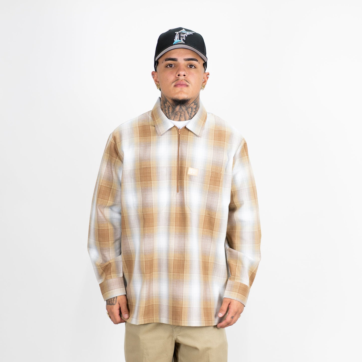 FB County Long Sleeve Checker Zip Shirt - Big & Tall Sizes