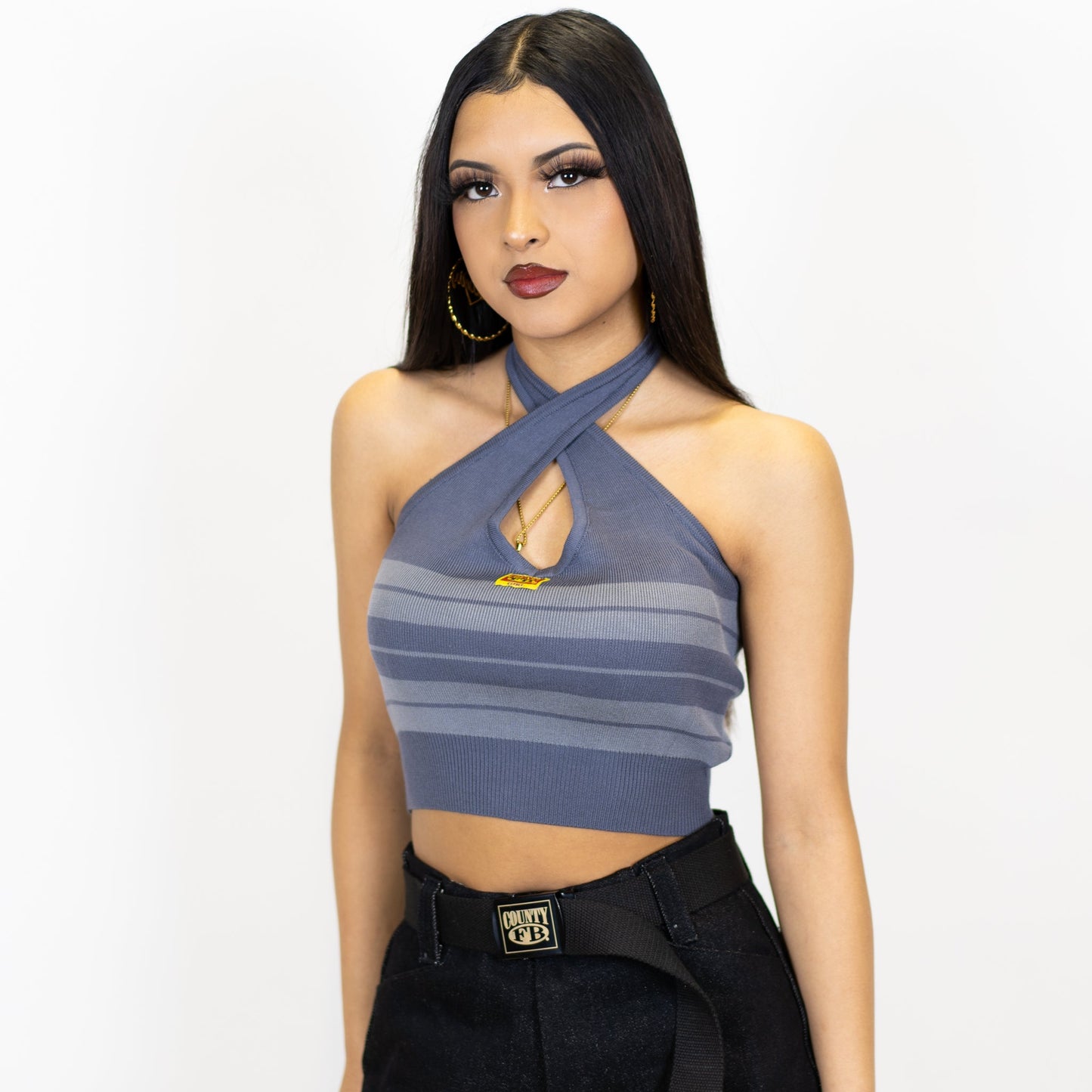 FB County Charlie Brown Cross Halter Top