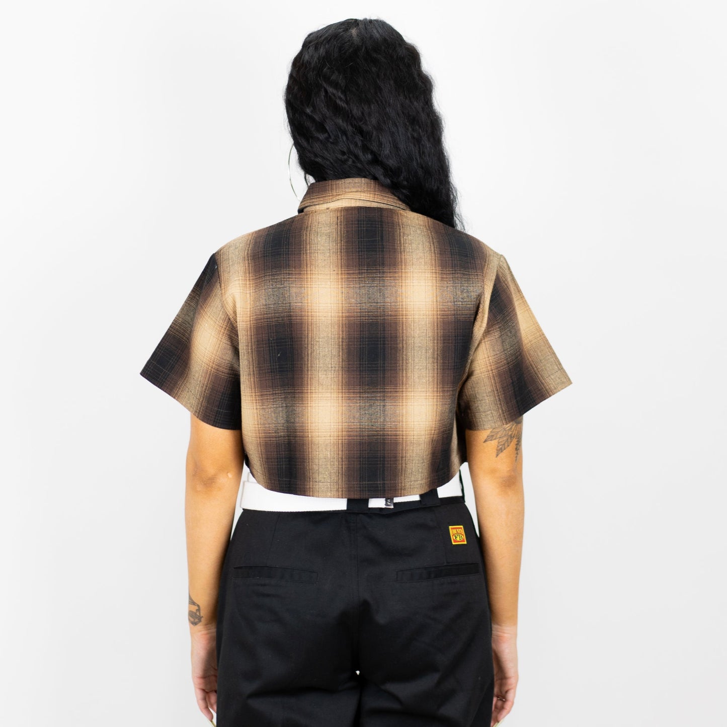 FB County Checker Zip Crop Top