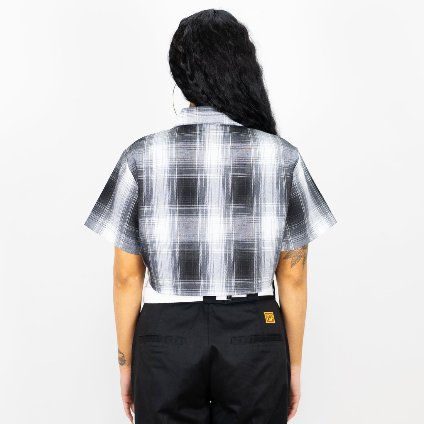 FB County Checker Zip Crop Top