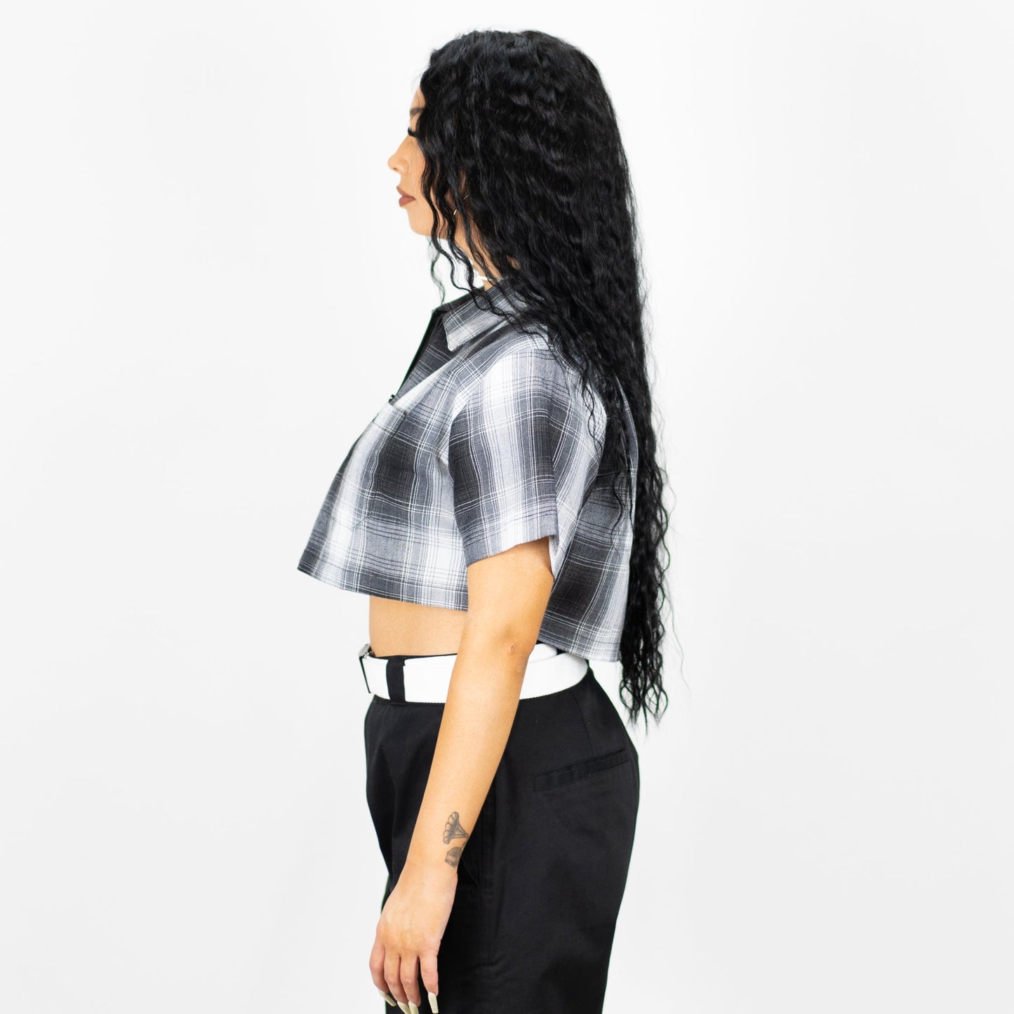 FB County Checker Zip Crop Top