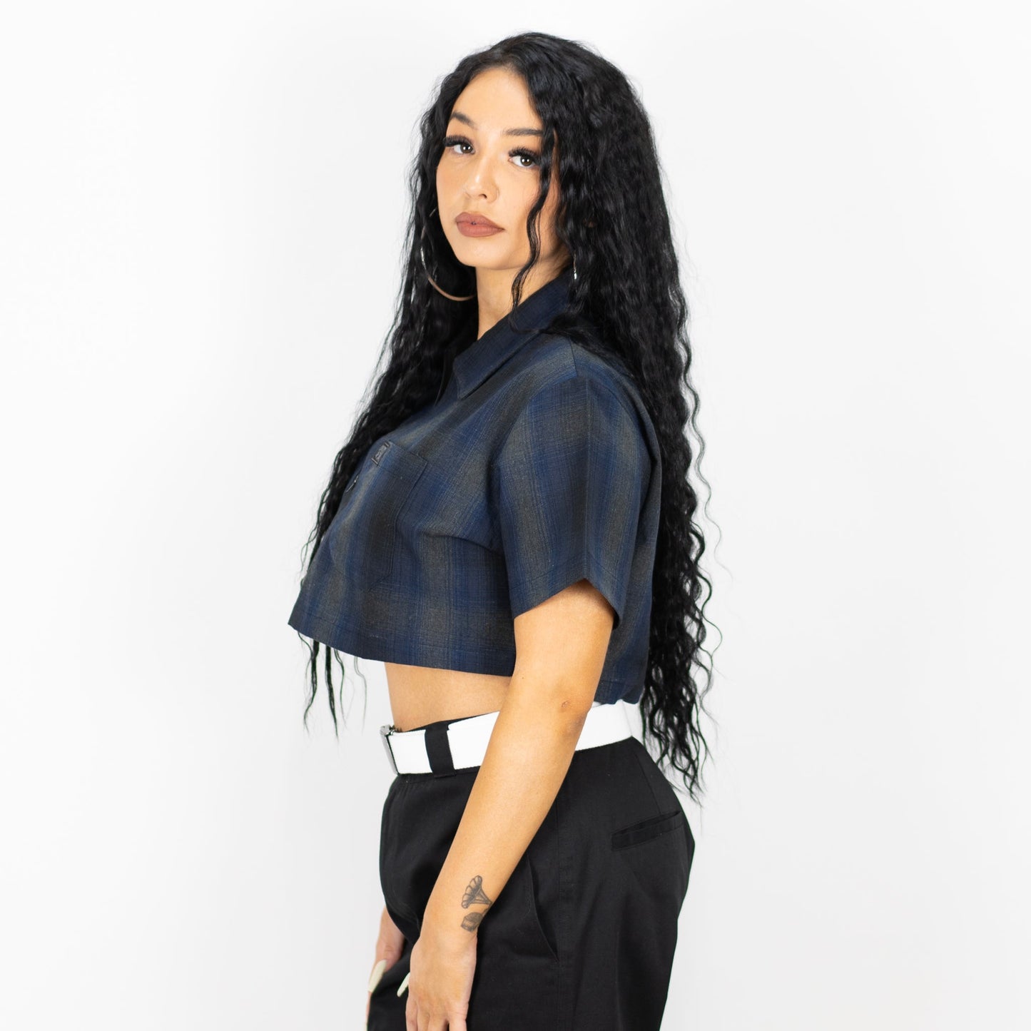 FB County Checker Zip Crop Top