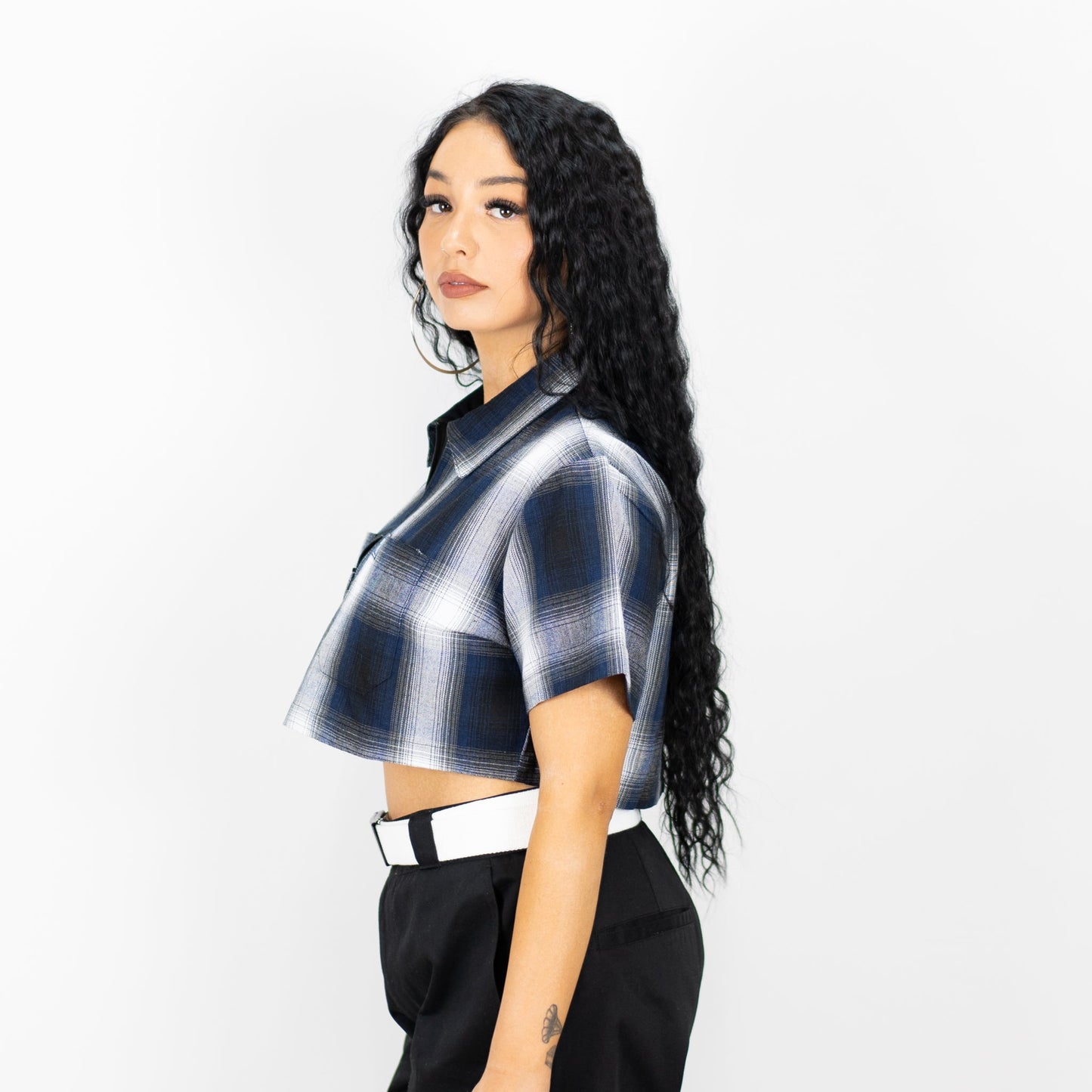FB County Checker Zip Crop Top
