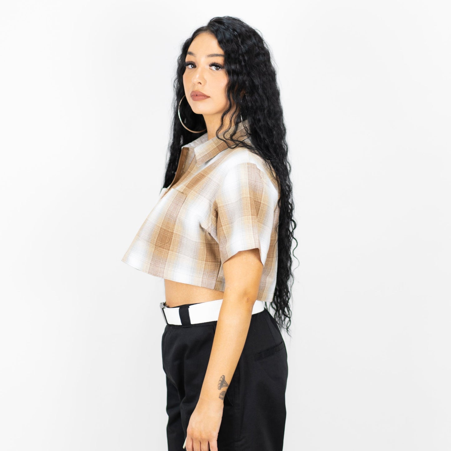FB County Checker Zip Crop Top