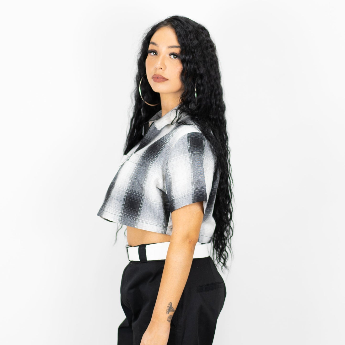 FB County Checker Zip Crop Top
