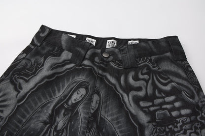 FB County Laser Printed Inked Up Hard Denim Shorts