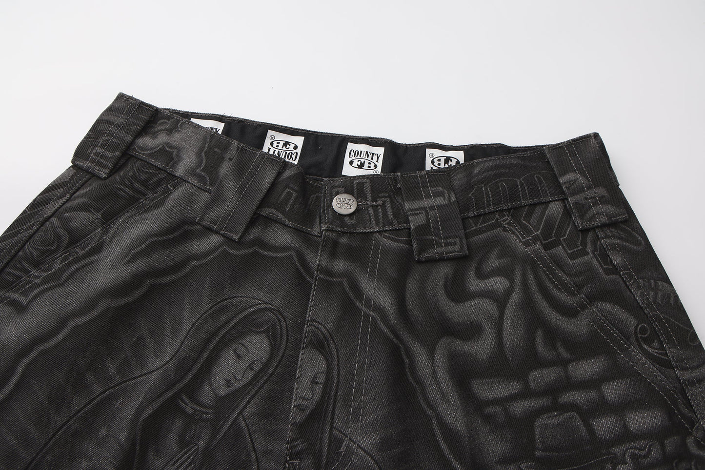 FB County Laser Printed Inked Up Hard Denim Shorts
