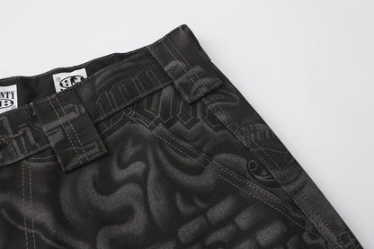 FB County Laser Printed Inked Up Hard Denim Shorts