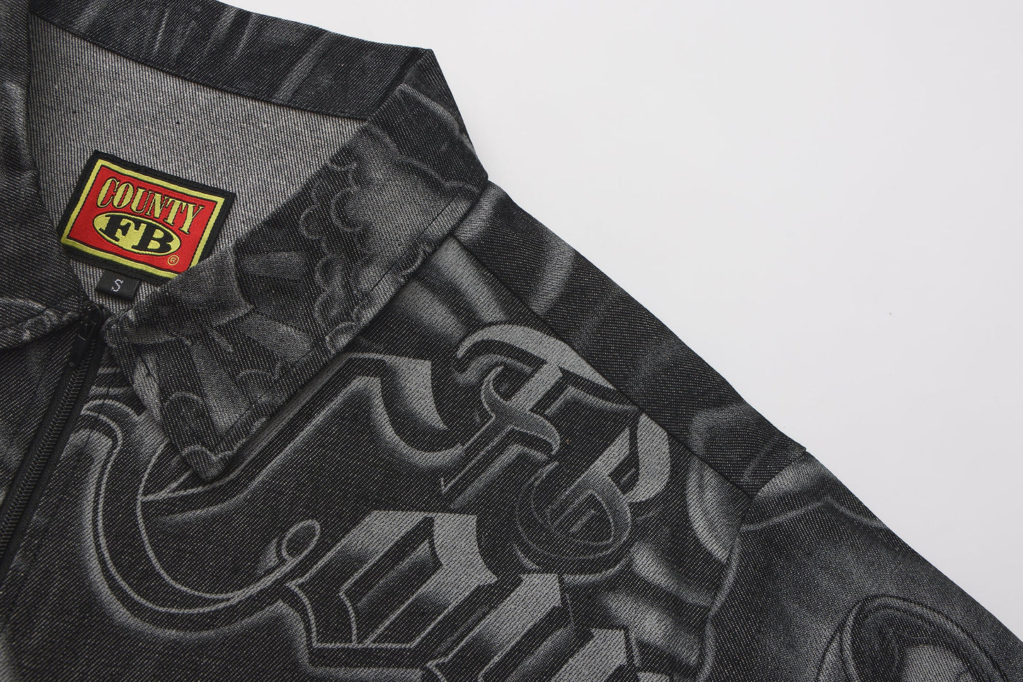 FB County Inked Up Hard Denim Short Sleeve Zip Shirt
