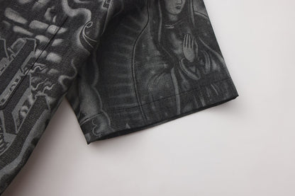 FB County Inked Up Hard Denim Short Sleeve Zip Shirt