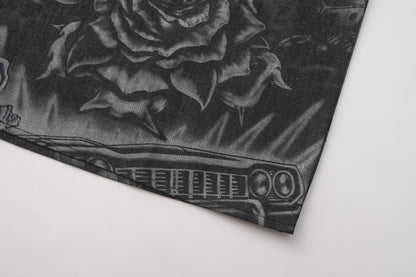 FB County Inked Up Hard Denim Short Sleeve Zip Shirt
