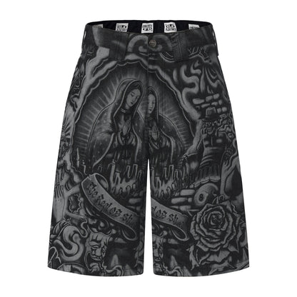 FB County Laser Printed Inked Up Hard Denim Shorts