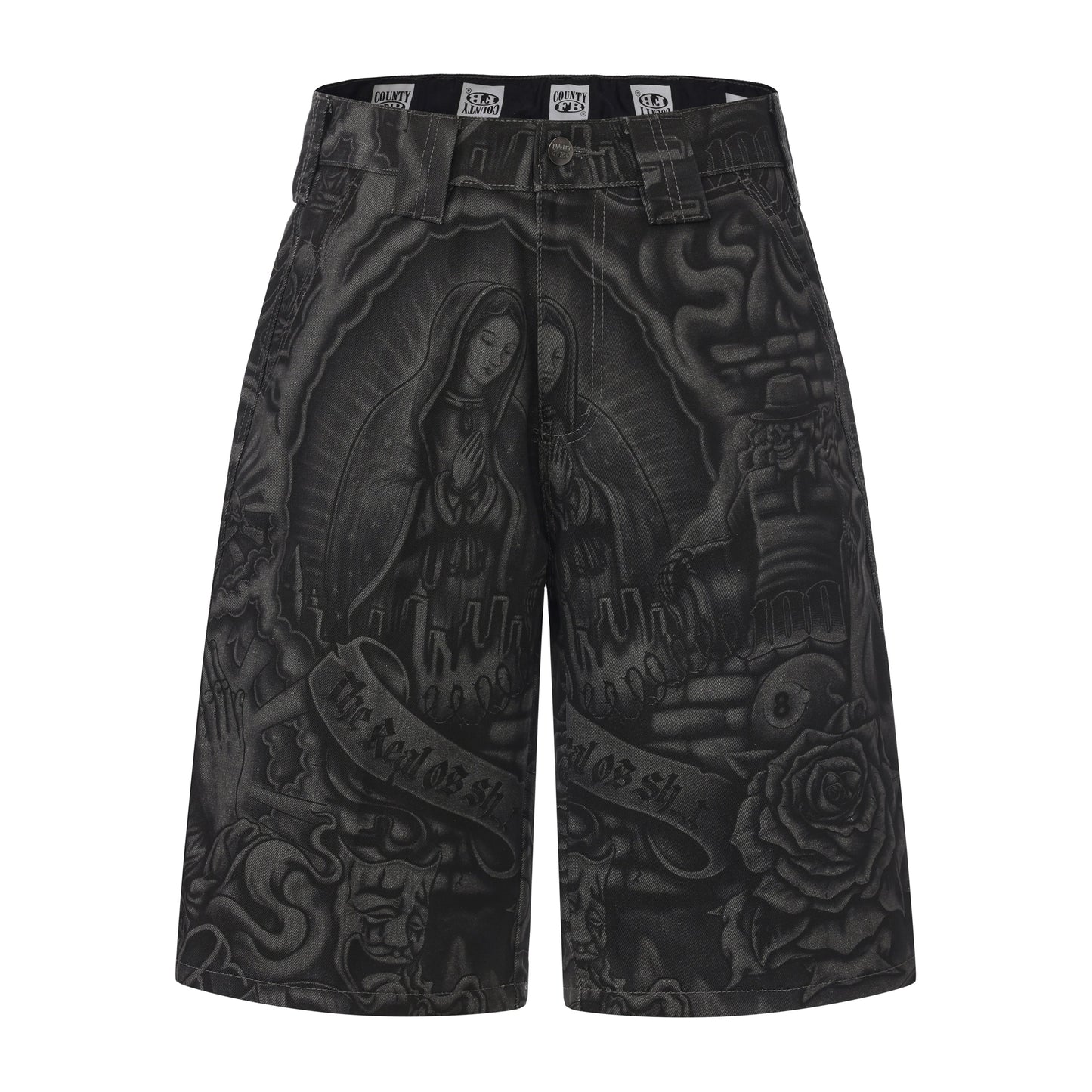 FB County Laser Printed Inked Up Hard Denim Shorts