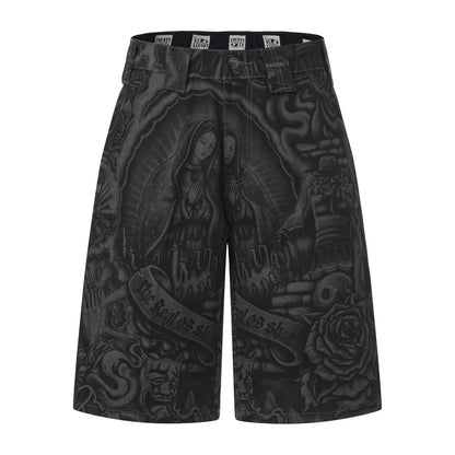 FB County Laser Printed Inked Up Hard Denim Shorts