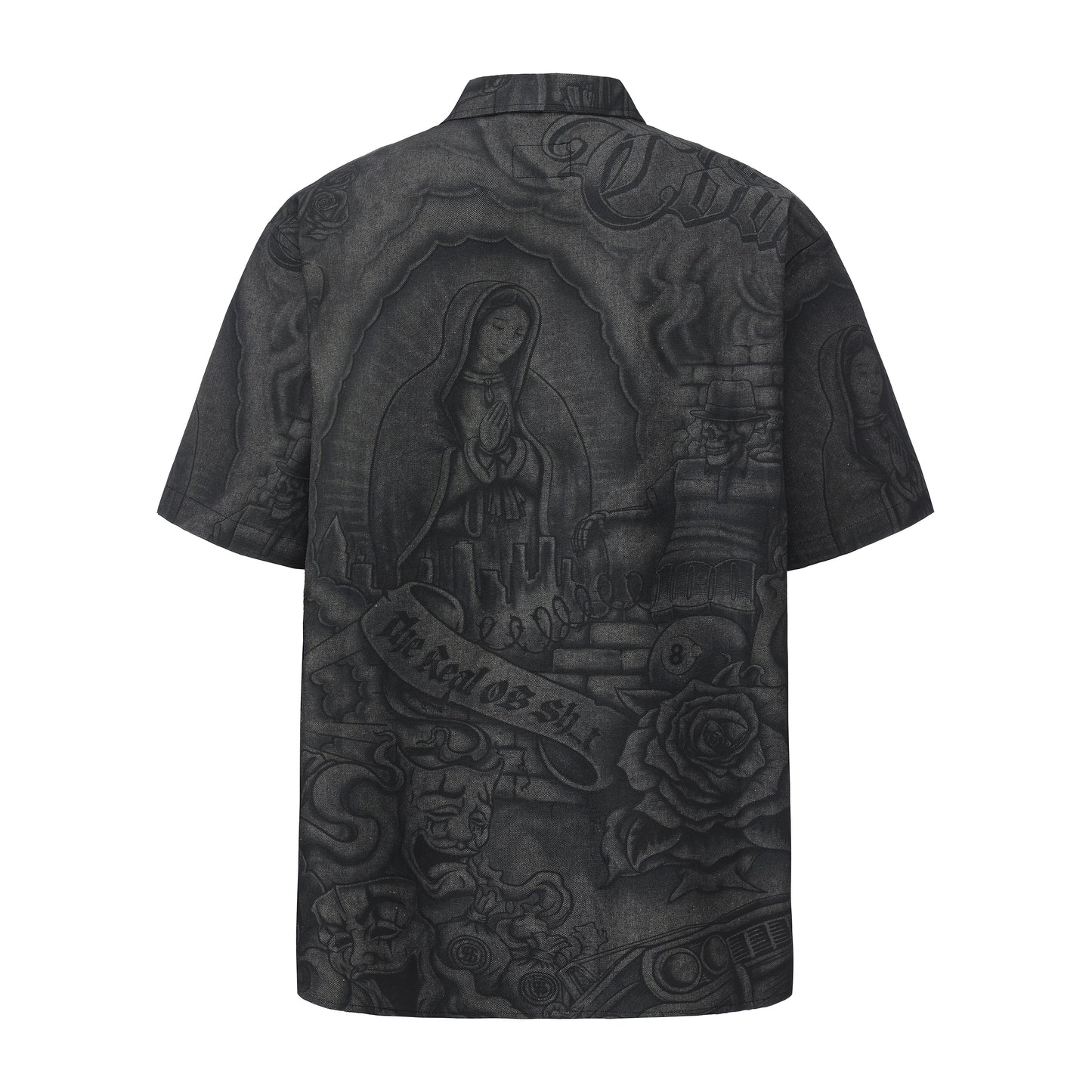 FB County Inked Up Hard Denim Short Sleeve Zip Shirt