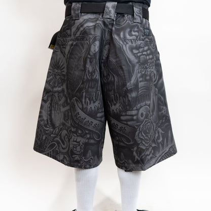FB County Laser Printed Inked Up Hard Denim Shorts