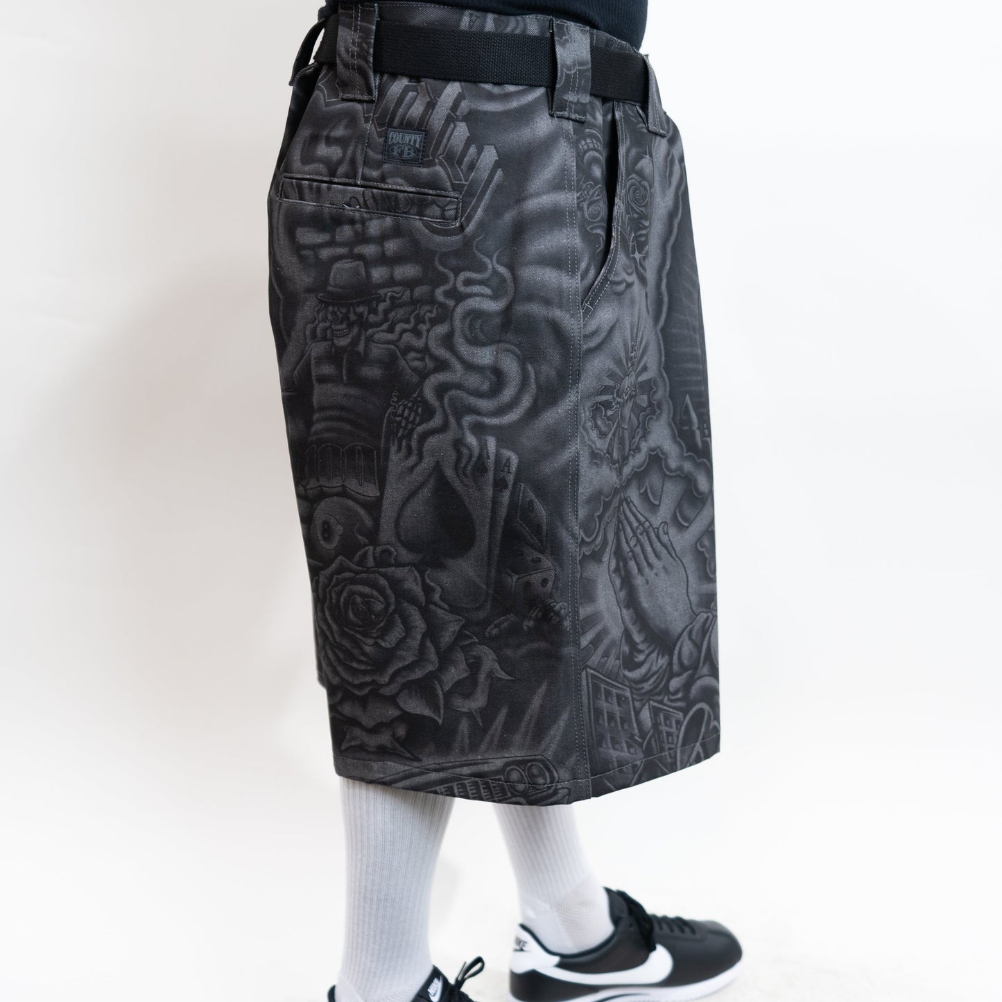 FB County Laser Printed Inked Up Hard Denim Shorts