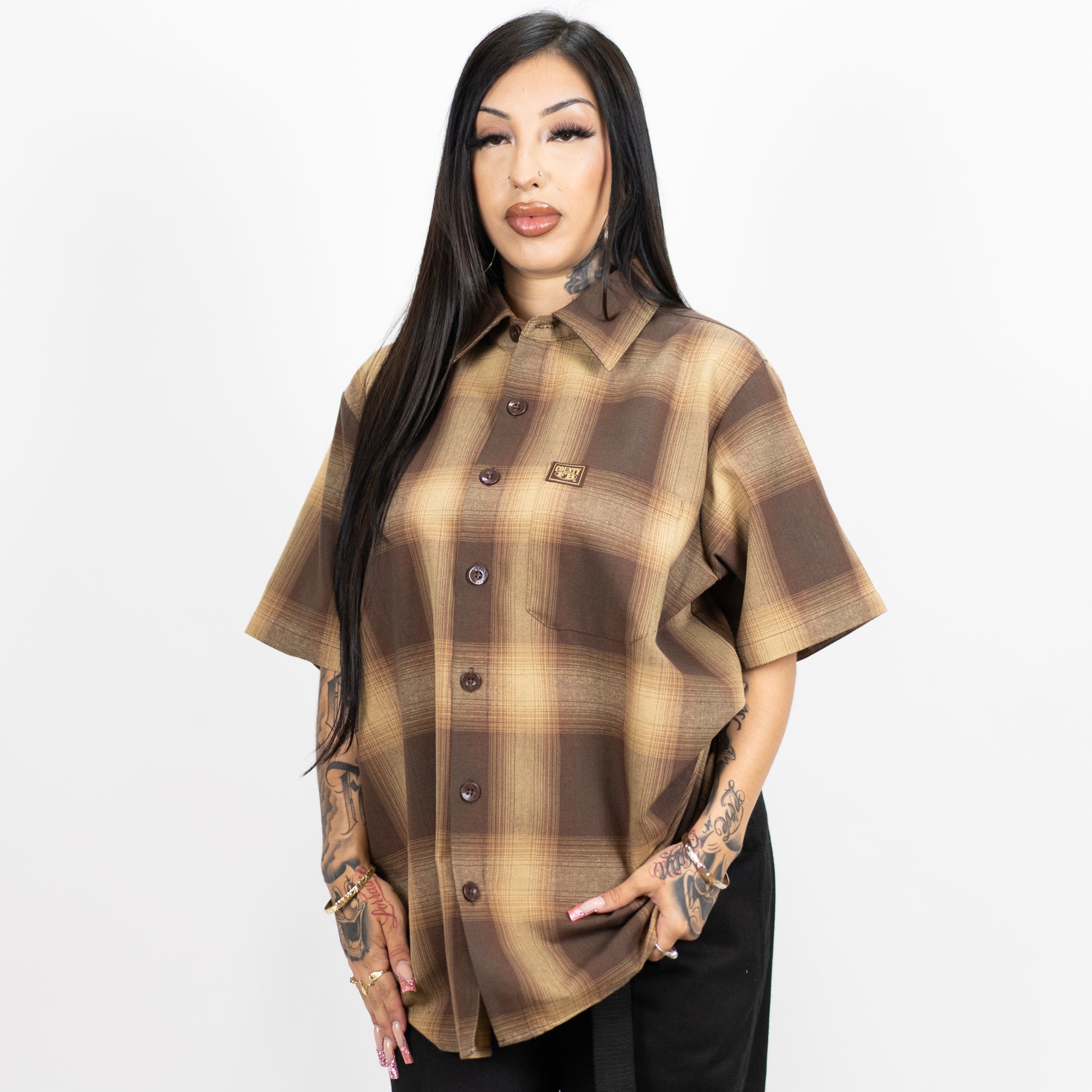 Wholesale Women Brown Check Crop Shirt – Tradyl
