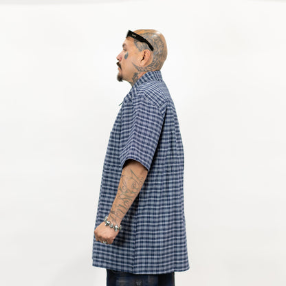 FB County Vintage Long Collar Short Sleeve Checker Shirt
