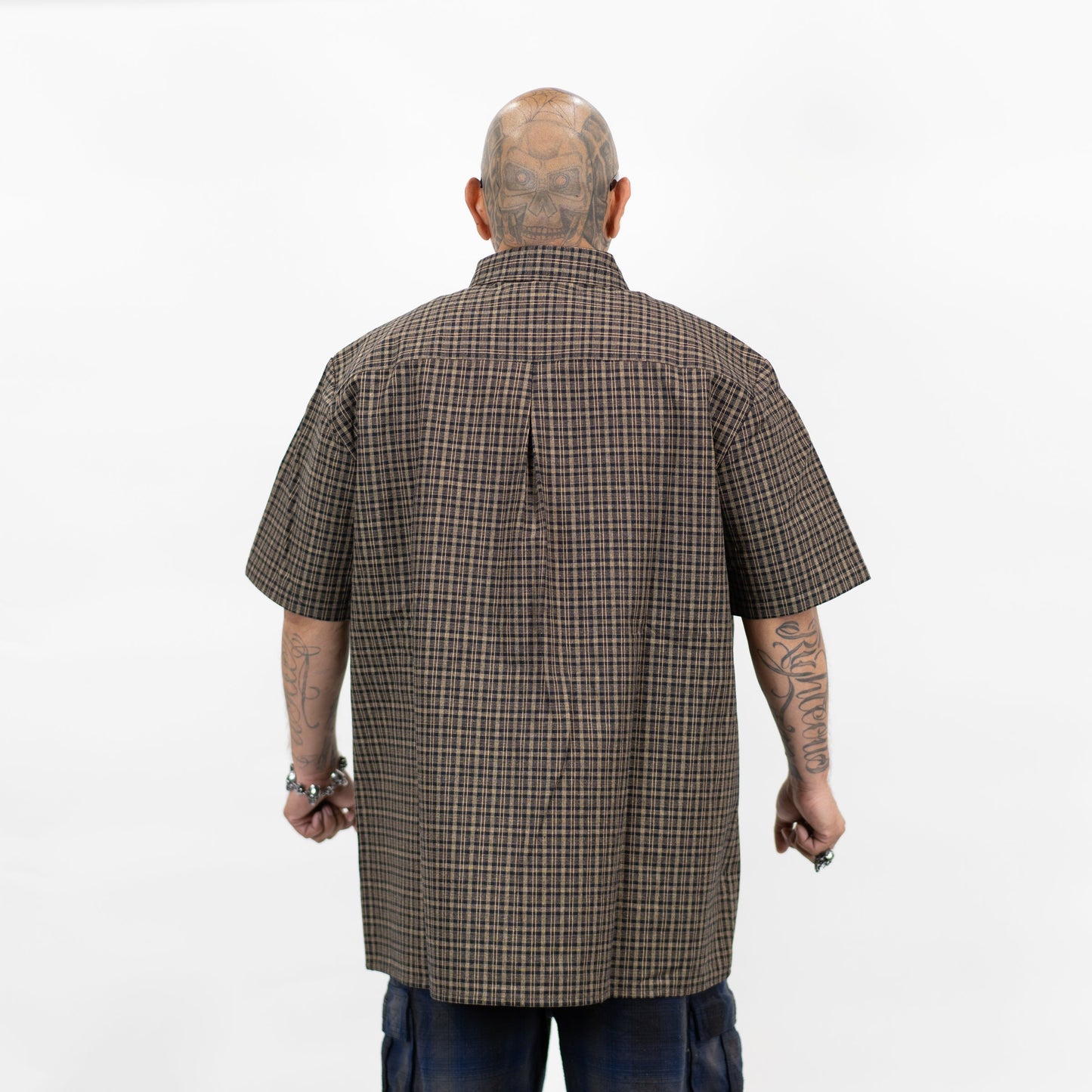 FB County Vintage Long Collar Short Sleeve Checker Shirt