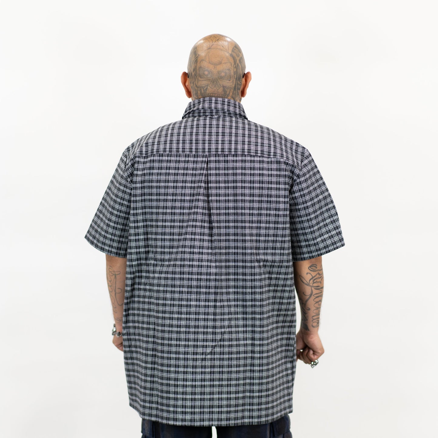 FB County Vintage Long Collar Short Sleeve Checker Shirt