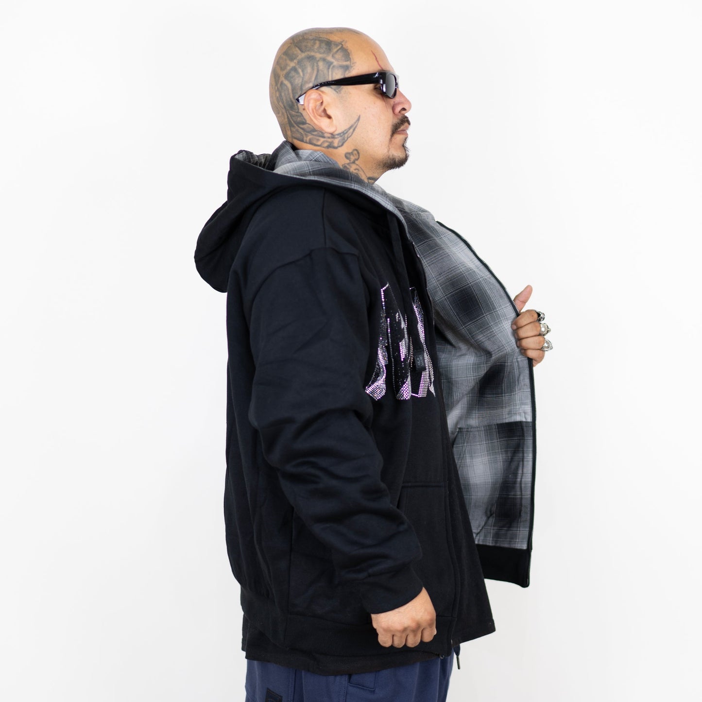 FB County Reversible Rhinestone Flannel Hoodie