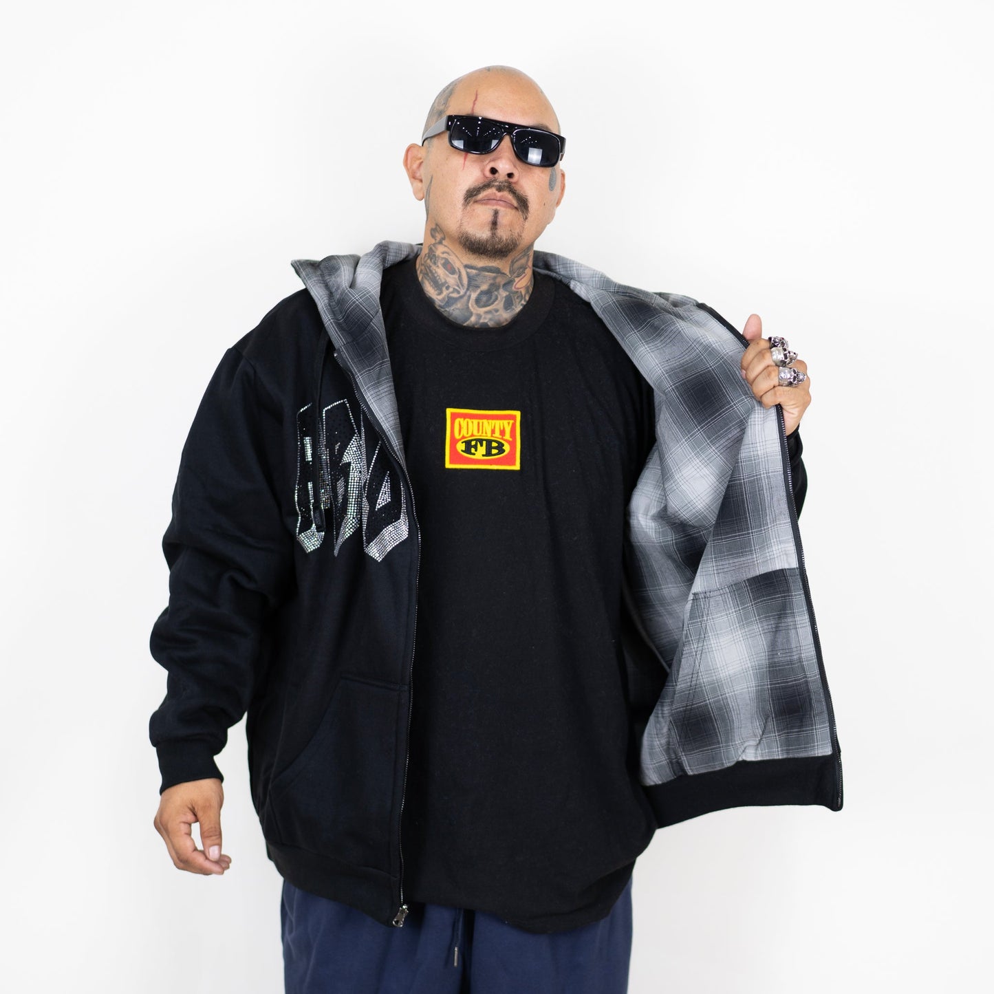 FB County Reversible Rhinestone Flannel Hoodie
