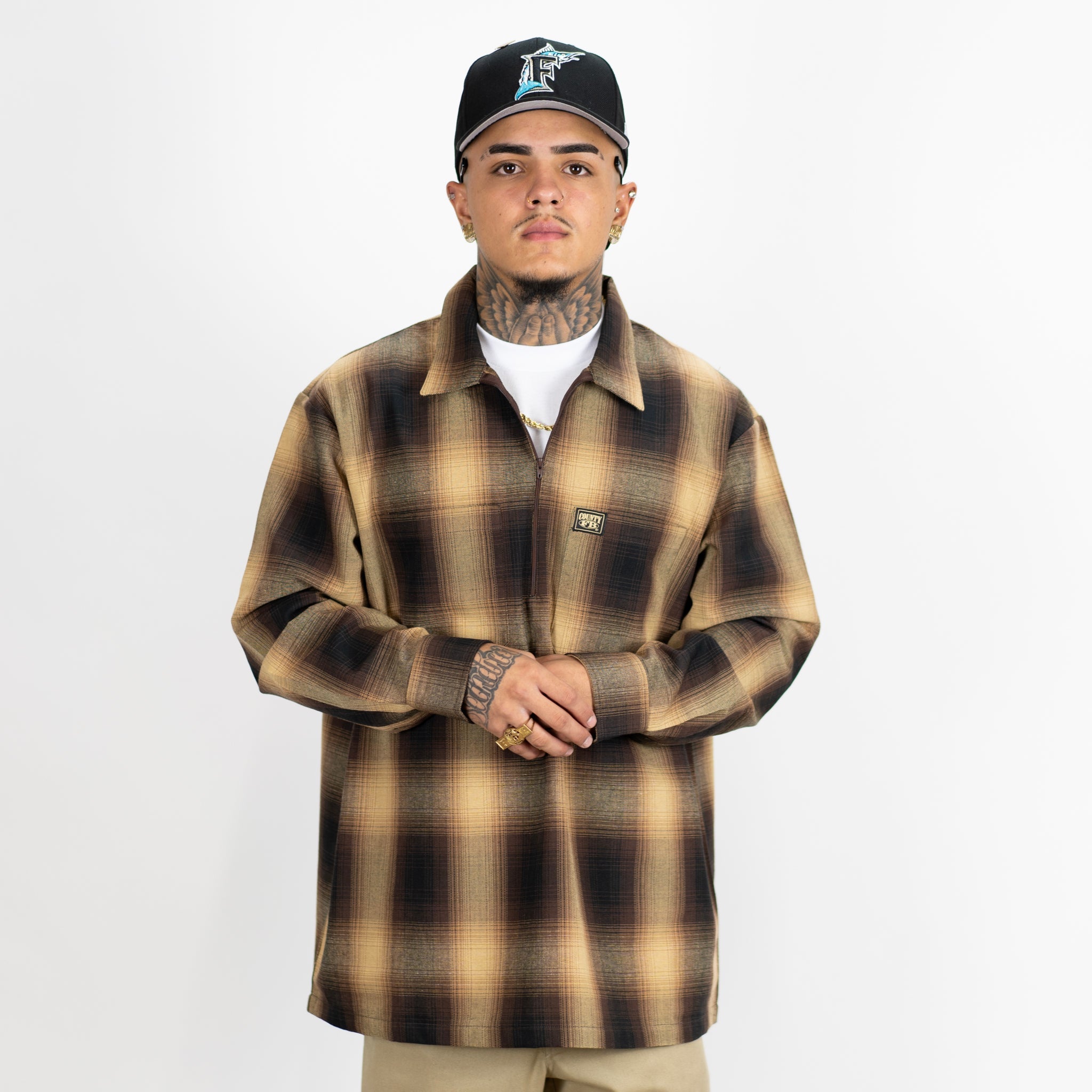 FB County Long Sleeve Checker Zip Shirt – FB County Wholesale