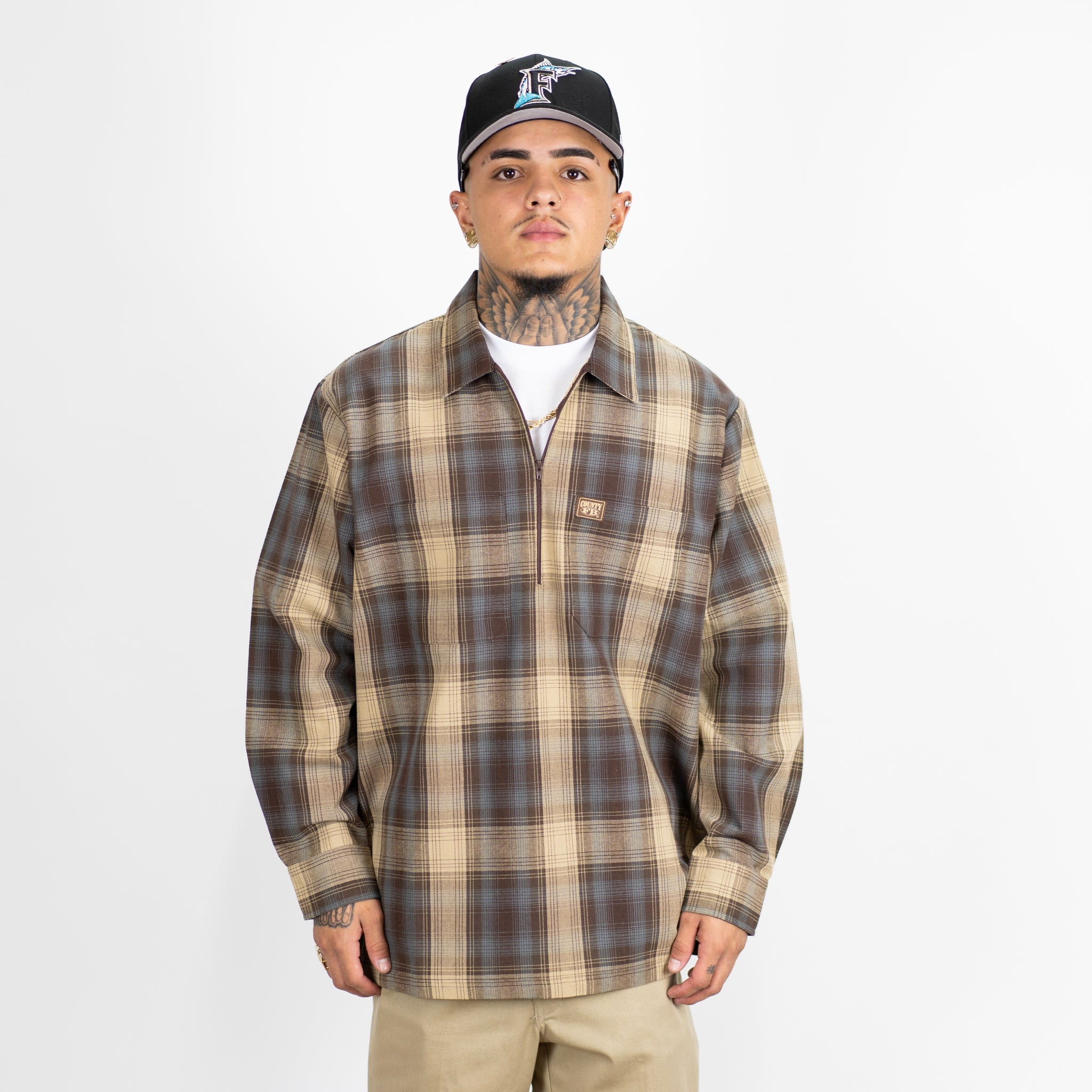 FB County Long Sleeve Checker Zip Shirt – FB County Wholesale