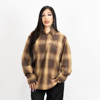 FB County Long Sleeve Checker Zip Shirt - Big & Tall Sizes