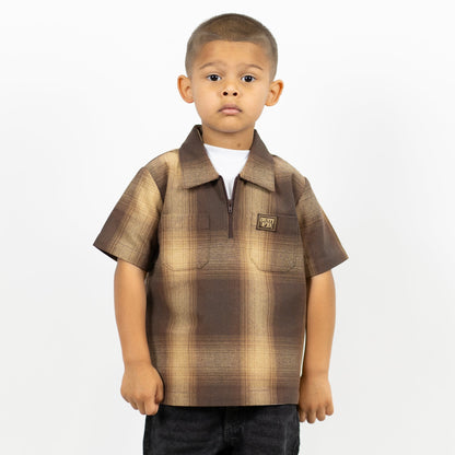 FB County Kids Short Sleeve Checker Zip Shirt