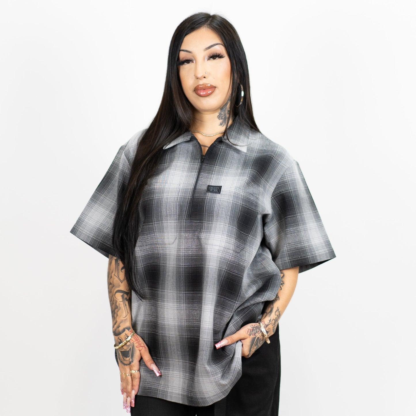 FB County Short Sleeve Checker Zip Shirt