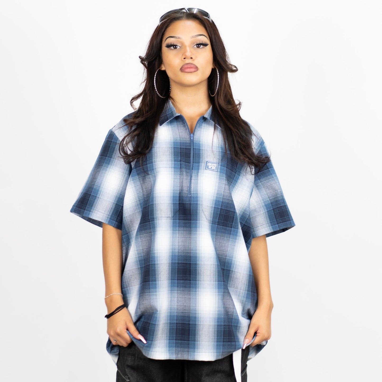 FB County Short Sleeve Checker Zip Shirt