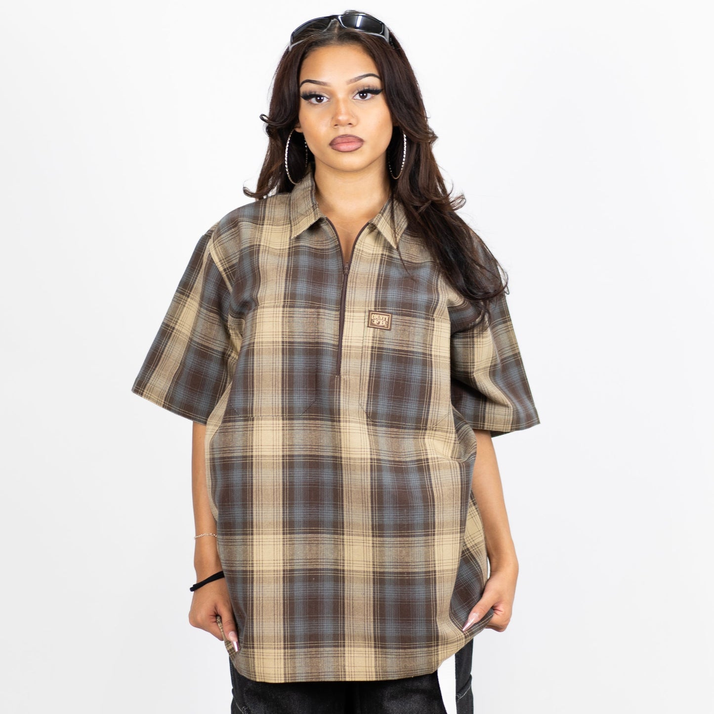 FB County Short Sleeve Checker Zip Shirt