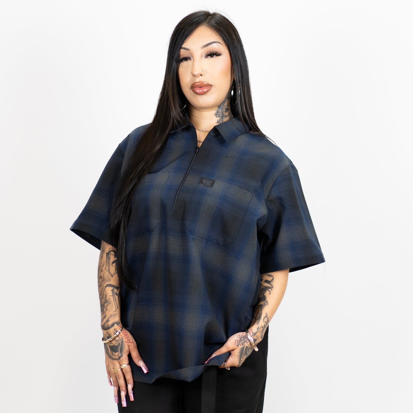 FB County Short Sleeve Checker Zip Shirt