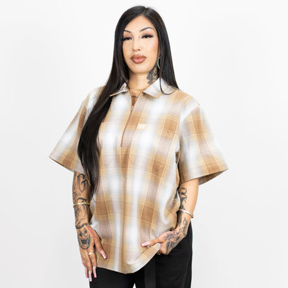 FB County Short Sleeve Checker Zip Shirt