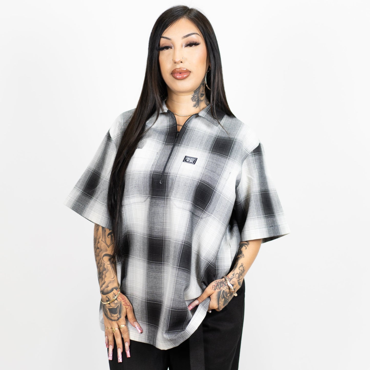 FB County Short Sleeve Checker Zip Shirt