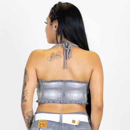 FB County Flannel Backless Halter Top